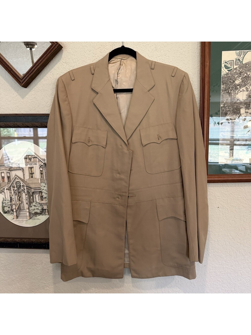 Vintage US Navy Khaki Dress Uniform Jacket Mens Abbott Military Tailors Sz Large